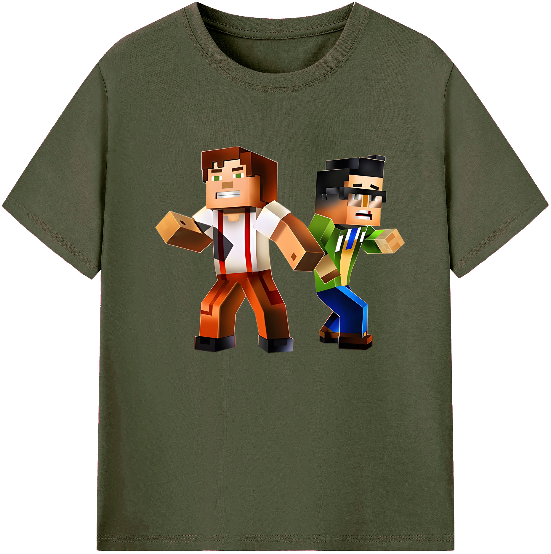（画像用） マインクラフト ブロックの世界 Minecraft MC Block world 綿100％ メンズ半袖Tシャツ｜肌触りやわらか＆通気性